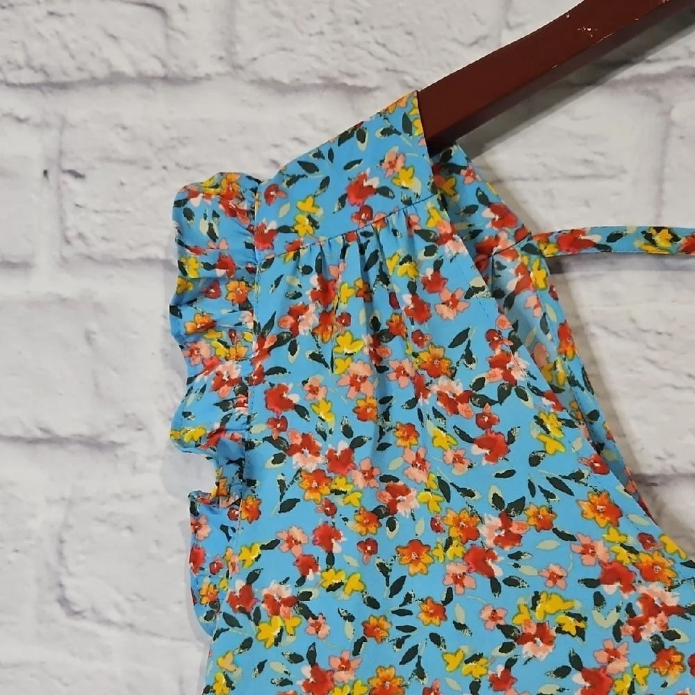 LOFT Multicolor Floral Ruffle Sleeve Blouse - Picture 2 of 7